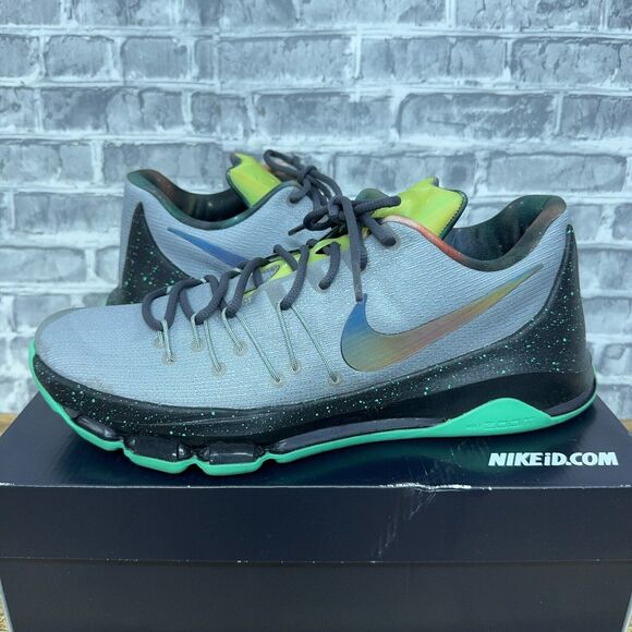 Nike KD 8 VIII ID By You Gray Black Green Galaxy 847645-902 Mens Size 10.5 Rare